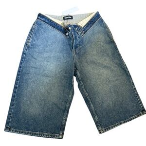 NWT EB Denim Seam Detail Wide Leg Cutoff Knee Length Jean Short Jorts Size 26